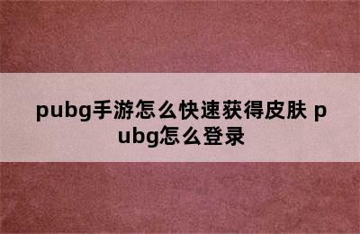 pubg手游怎么快速获得皮肤 pubg怎么登录